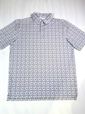 Straight Down The Hustler Golf Polo Mens L Pool Ball Billiards Print Performance